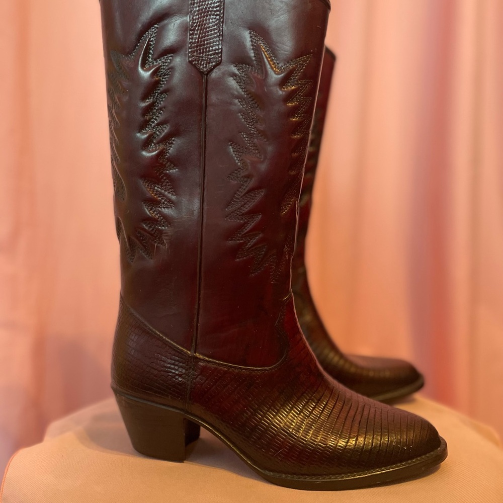 Women's Vintage Burgundy Brown Western Cowboy Boots Size 6 Made in USA Cowgirl - Picture 9 of 9